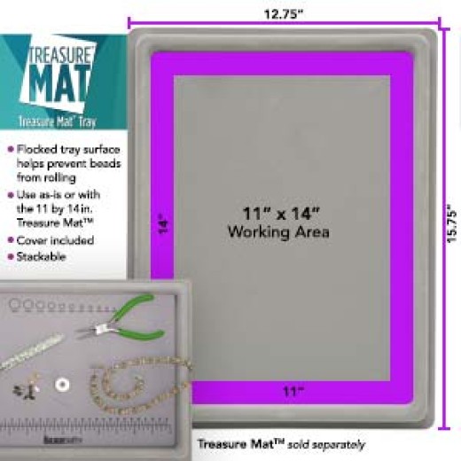 Large Beading Mat Tray, Flocked, with clear cover. 14in x 11in.
