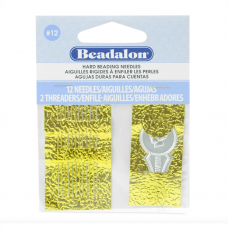 Size 12 Hard Beading Needles, 2.12 Inch, 12 Pack With Threader, from Beadalon