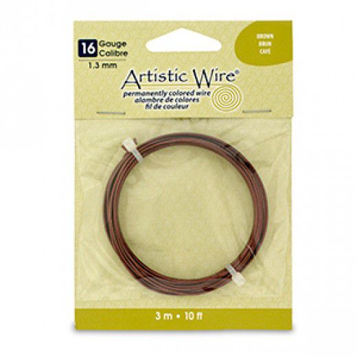 Brown Colour, 10ft (3m) 16ga 1.3mm Artistic Wire