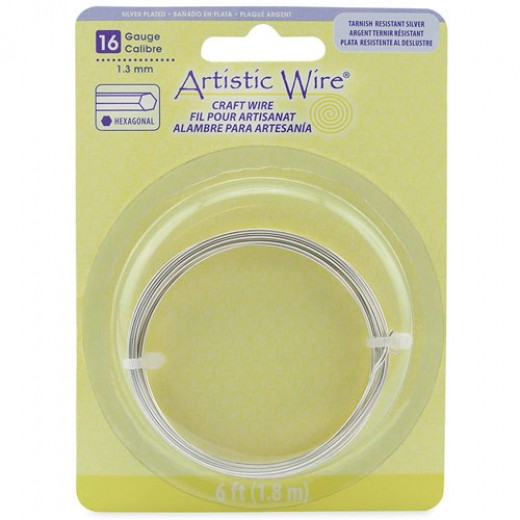 Tarnish Resistant Silver, 6 ft (1.8m) 16ga Hexagonal Copper Wire