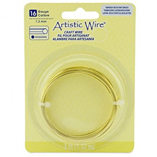 Tarnish Resistant Brass, 5 ft (1.52m) 16ga Hexagonal Copper Wire