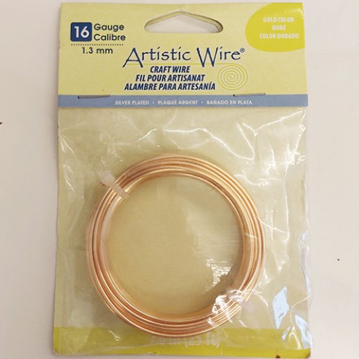 Gold Colour, 25ft (7.6m) 16ga 1.3mm Silver Plated Artistic Wire