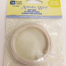 Pearl Silver Colour, 25ft (7.6m) 16ga 1.3mm Silver Plated Artistic Wire
