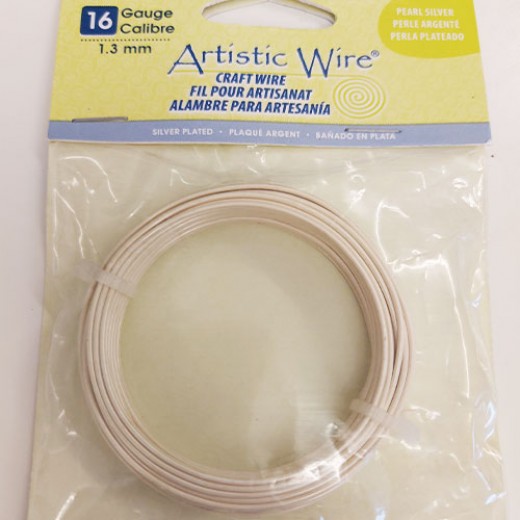 Pearl Silver Colour, 25ft (7.6m) 16ga 1.3mm Silver Plated Artistic Wire