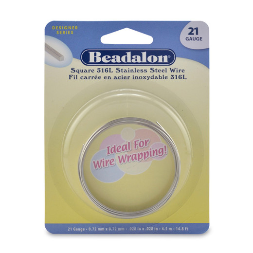21 Gauge Square Stainless Steel Wire, 4.5M. 21 Gauge Square Stainless Steel Wire, 4.5M.