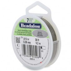 7 Strand Beadalon Wire, Satin Silver, .012in - 0.30mm - JW01NS-0, 30ft