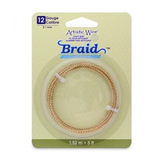 12 Gauge (2.1 mm), Round Braid, Tarnish Resistant Brass, 5 ft (1.5 m)
