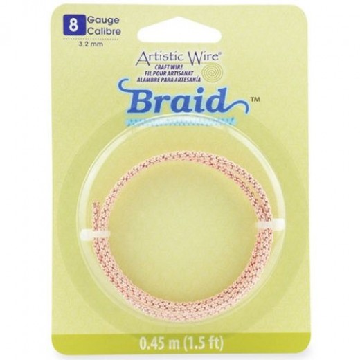 8 Gauge (3.2 mm), Round Braid, Rose Gold Color, 1.5 ft (0.45 m)