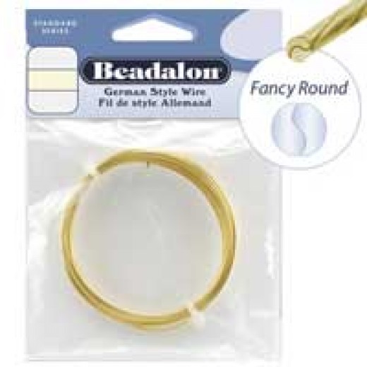 24 Gauge Fancy Round German Style Wire, 5.5M, Non Tarnish Brass