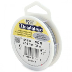 Beadalon JW14NS-0 19 Strand Wire, Satin Silver Colour, 0.015", 30ft Reel