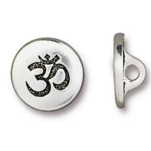Tierracast Om Button Clasp, 12mm, Antique Silver Plated, Pack of 2 Tierracast Om Button Clasp, 12mm, Antique Silver Plated, Pack of 2