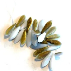 Topaz/White, 1 Hole, Side Drill Daggers, 5x16mm, pack of 25 beads