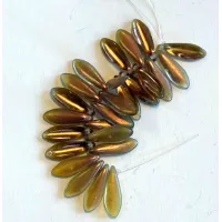 Crystal Capri Gold, 1 Hole, Side Drill Daggers, 5x16mm, pack of 25 beads