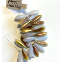 White Capri Gold, 1 Hole, Side Drill Daggers, 5x16mm, pack of 25 beads