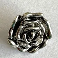 1" Rose Flower Pendant / button, Antique Silver Colour