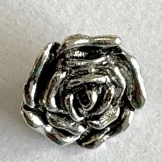 1" Rose Flower Pendant / button, Antique Silver Colour