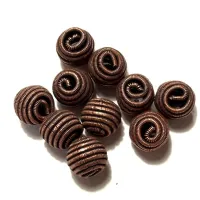 Large Hole Spacer Beads, 10mm, Swirl Pattern, Copper Colour. Pack of 10.