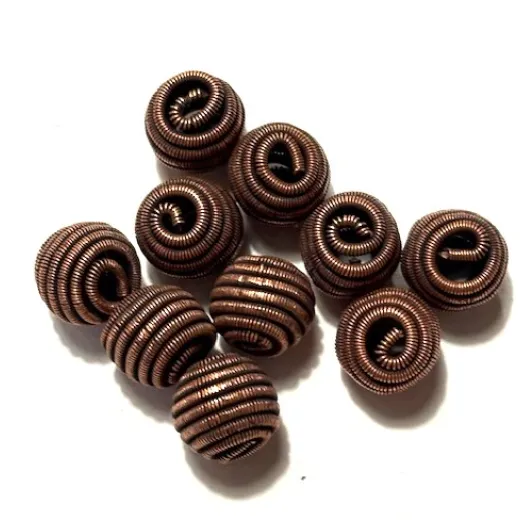 Large Hole Spacer Beads, 10mm, Swirl Pattern, Copper Colour. Pack of 10. Large Hole Spacer Beads, 10mm, Swirl Pattern, Copper Colour. Pack of 10.
