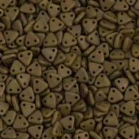Chartreuse Copper Picasso Czechmate Triangle Beads, approx 8g