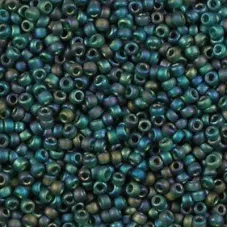 Transparent Dark Emerald AB Matte, Miyuki 11/0, Colour 0156FR, 22g approx.
