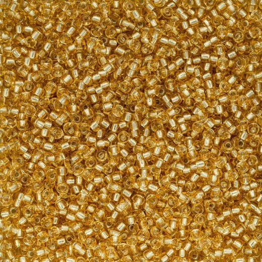 Gold Silver Lined, Miyuki 11/0 Seed Beads, Colour 0003, 250 Grams Gold Silver Lined, Miyuki 11/0 Seed Beads, Colour 0003, 250 Grams