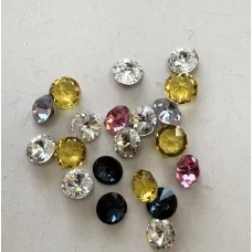 8mm Foiled Vintage Rivolis, Mixed colours and designs, pack of 20.