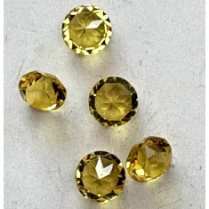8mm Vintage Flat Top Rivolis, Citrine, pack of 5.