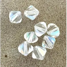10mm Czech Preciosa Bicones, Crystal AB. Pack of 8