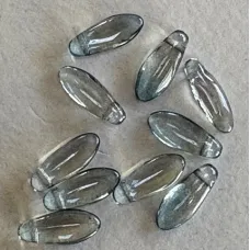 3x11mm Lumi Blue Rainbow Czech Glass Side Drill Daggers, 10 Beads