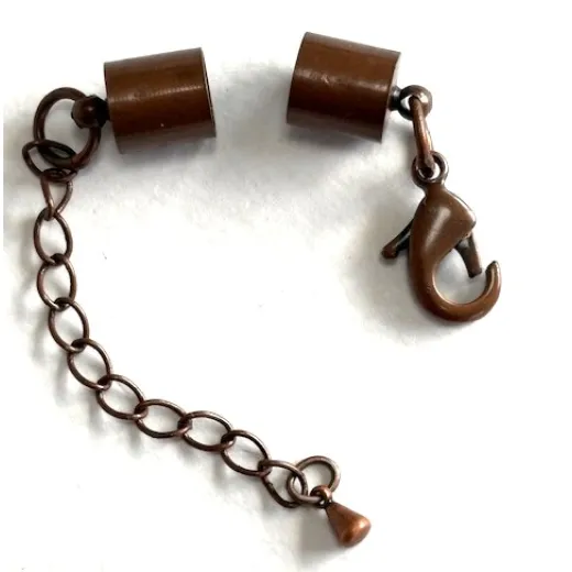 Glue in Cord Ends, Large.Complete clasp. 10 x 11mm,Copper Colour, Glue in Cord Ends, Large.Complete clasp. 10 x 11mm,Copper Colour,