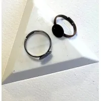 Adjustable Ring with 9mm Pad, Pack of 4. Antique Copper Colour.