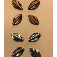 Lined Leaf Beads Copper Colour, 11 x 20mm, Pack of 4