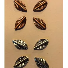 Lined Leaf Beads Copper Colour, 11 x 20mm, Pack of 4