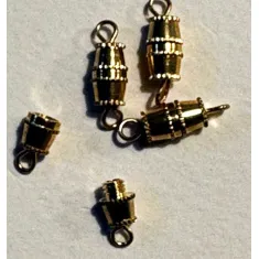 8mm Medium Barrel Screw Clasps, Gold Colour, Pack of 6