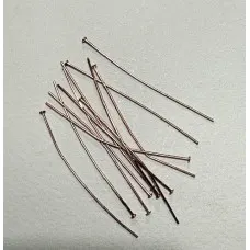 50mm Flat Headpins, Pack of 12, Shiny Copper Colour.