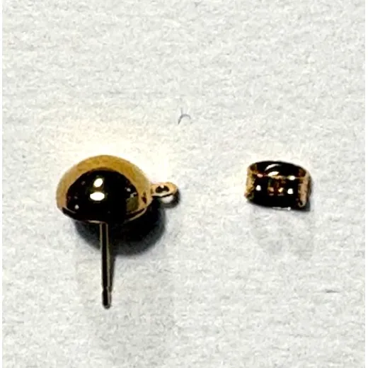 10mm Ear Studs with Loop, Gold Colour - Pack of 2 Pairs, includes Butterfly backs in gold colour. 10mm Ear Studs with Loop, Gold Colour - Pack of 2 Pairs, includes Butterfly backs in gold colour.