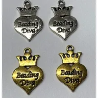 Beading Diva Charms, Gold and Silver Colour, 24 x 16mm, Pack of 4.