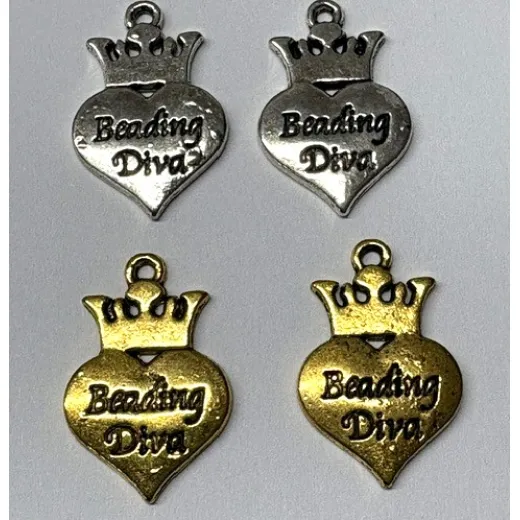 Beading Diva Charms, Gold and Silver Colour, 24 x 16mm, Pack of 4. Beading Diva Charms, Gold and Silver Colour, 24 x 16mm, Pack of 4.