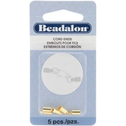 Beadalon - 2.7mm Heavy Gold Cord ends- 5pcs per pack - 304A-005 Beadalon - 2.7mm Heavy Gold Cord ends- 5pcs per pack - 304A-005