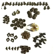 One Off Wonders -Gold Colour Collection, over 80 Beads, Charms, Clasps and Bezel...