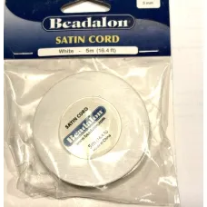 3mm Satin Cord, Approx 5m, White 3mm Satin Cord, Approx 5m, White