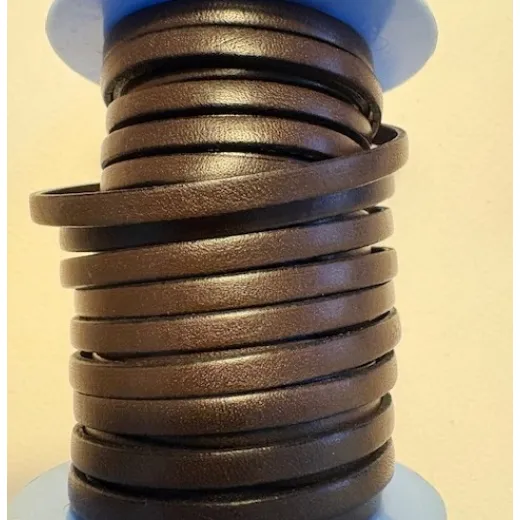 Chocolate Brown Flat Leather 5mm, 1m Length Chocolate Brown Flat Leather 5mm, 1m Length