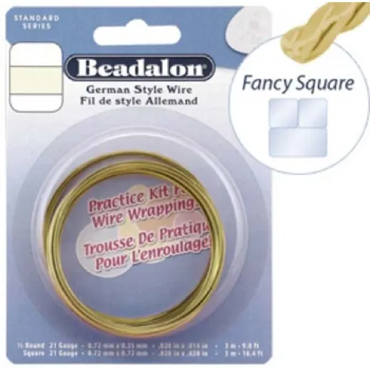 21 Gauge Fancy Square German Style Wire, 2.5M, Non Tarnish Brass 21 Gauge Fancy Square German Style Wire, 2.5M, Non Tarnish Brass
