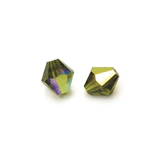 Olivine AB 4mm Preciosa Bicones, Pack of 48 Olivine AB 4mm Preciosa Bicones, Pack of 48
