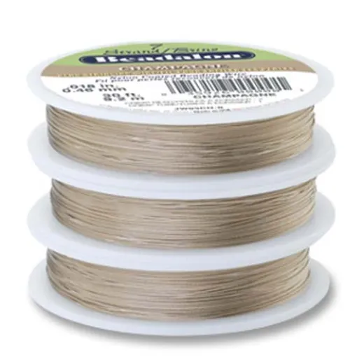 Champagne Colour 0.018" Beadalon 7 Strand Beading Wire, 100ft Reel, JW03CH-1 Champagne Colour 0.018" Beadalon 7 Strand Beading Wire, 100ft Reel, JW03CH-1