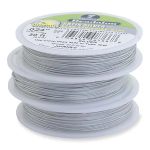 JW02NS-0, 7 Strand Wire, Satin Silver Colour, 0.015", 30ft Reel JW02NS-0, 7 Strand Wire, Satin Silver Colour, 0.015", 30ft Reel