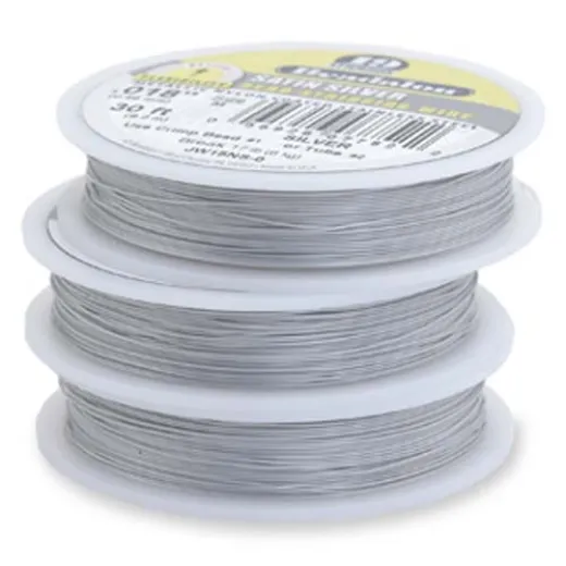 Beadalon JW09NS-1 19 Strand Wire, Satin Silver, 0.012", 100ft Reel Beadalon JW09NS-1 19 Strand Wire, Satin Silver, 0.012", 100ft Reel