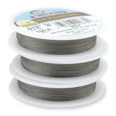 Bright, 0.015" Beadalon 49 Strand Professional Beading Wire, 100ft Reel - J...