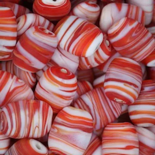 Matte Glass Swirls, 15 x 19mm, Pillow Shape, Red, Pack of 5 Matte Glass Swirls, 15 x 19mm, Pillow Shape, Red, Pack of 5