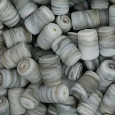 Matte Glass Swirls, 10 x 14mm Tubes, Grey, Pack of 10